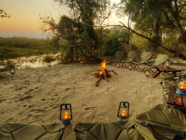 Campfire at sunrise